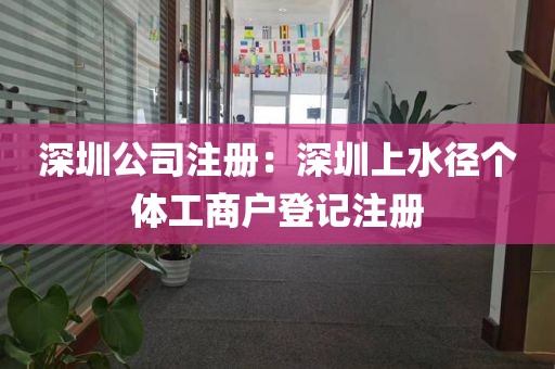 深圳公司注册：深圳上水径个体工商户登记注册